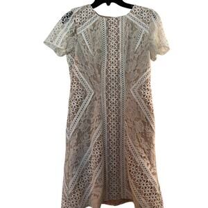 Eliza J Floral Lace Cocktail Dress size Small Ivory Romantic Summer Wedding